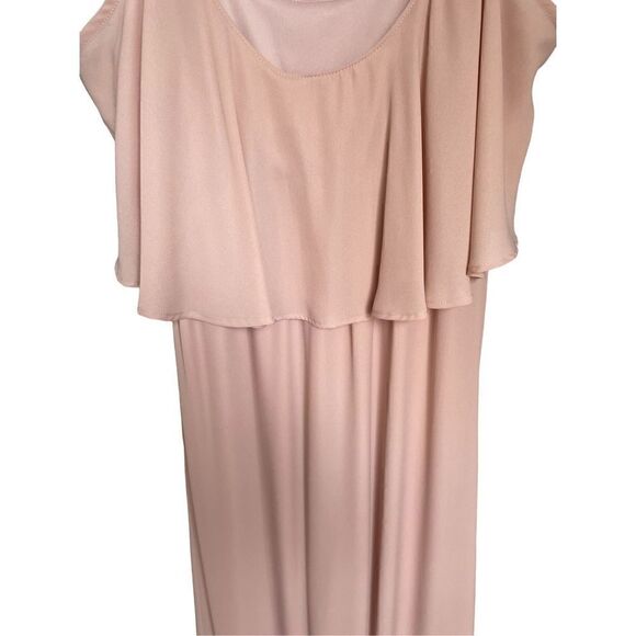 Show Me Your Mumu Caitlin Ruffle Maxi Dress/ Bridesmaid Blush Size L - Picture 2 of 9